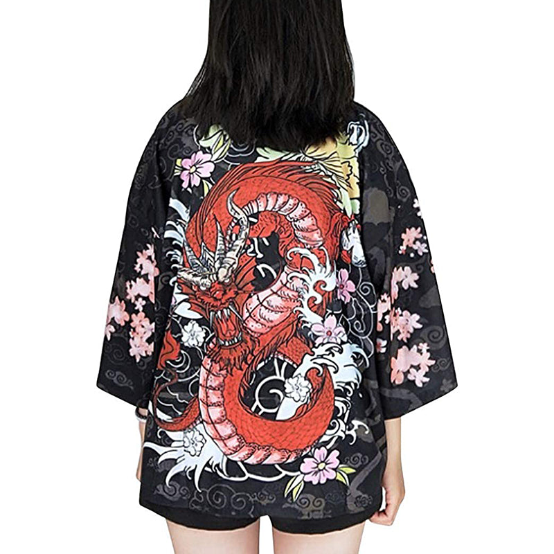 Traditional Chinese Dragon Pattern kimono Cardigan - LAI MENG FIVE CATS