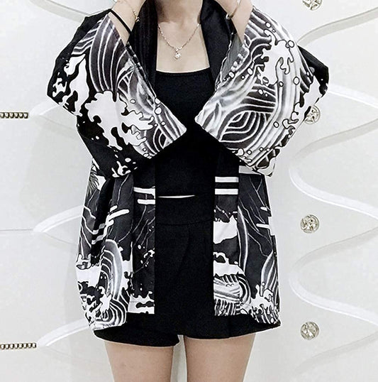 Japanese Dragon Kimono Cardigan - LAI MENG FIVE CATS