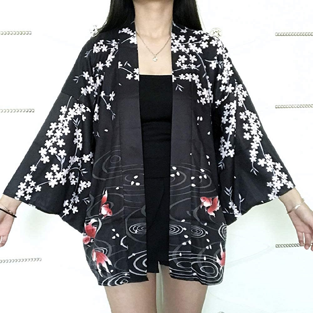 Traditional Ink Painting Style Kimono Cardigan - LAI MENG FIVE CATS