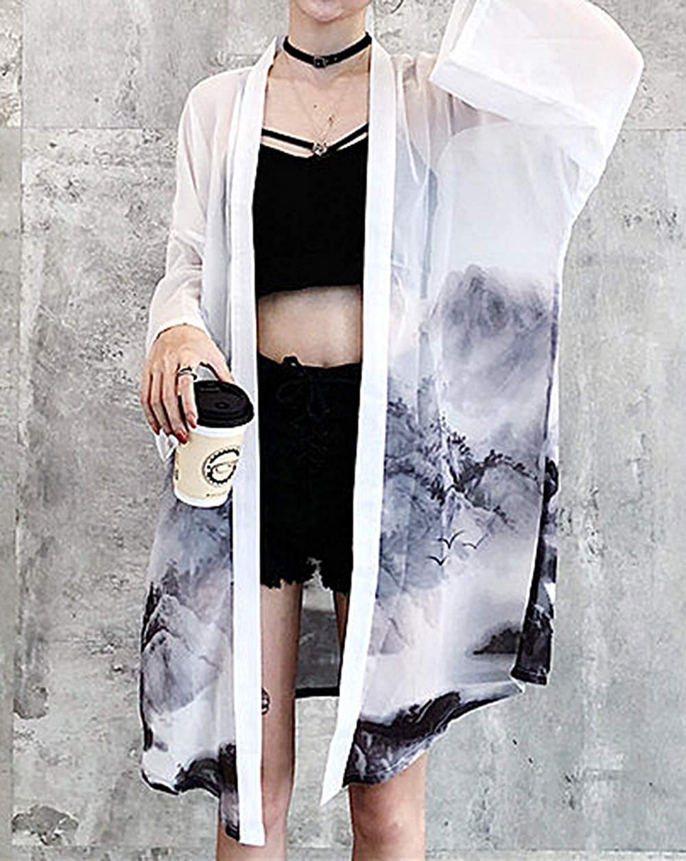 Landscape Pattern Kimono Cardigan - LAI MENG FIVE CATS
