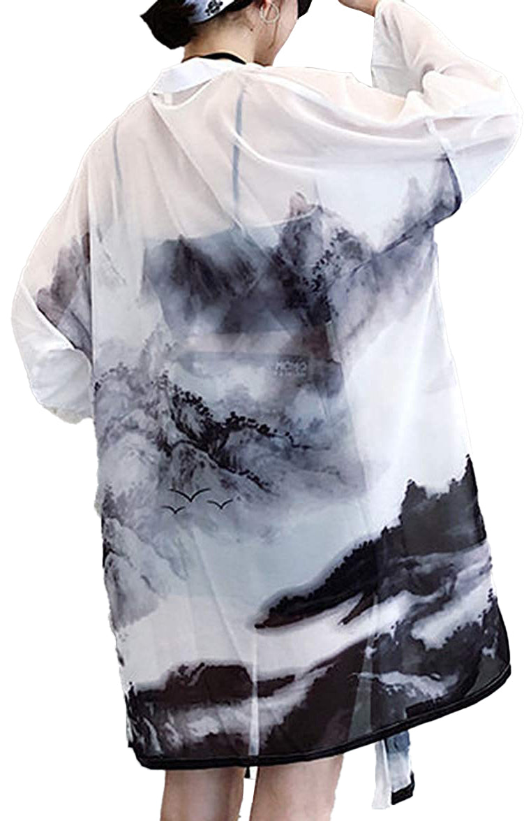 Landscape Pattern Kimono Cardigan - LAI MENG FIVE CATS