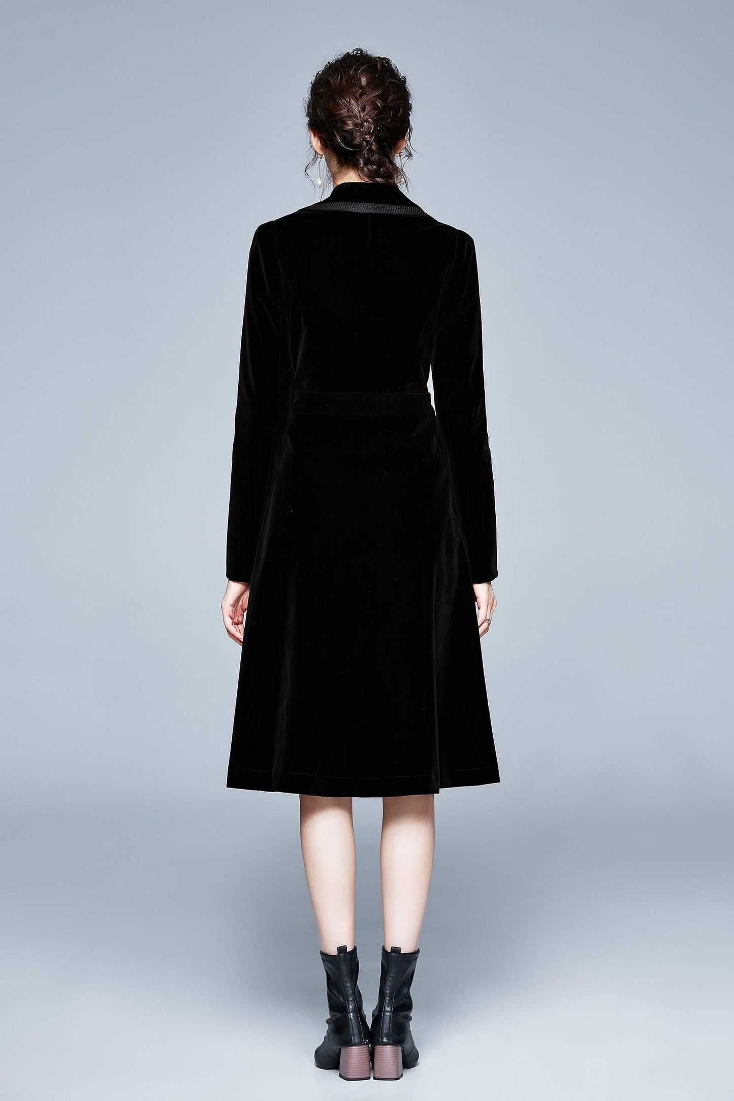 Long Velvet Coat Retro Outwear Dresses - LAI MENG FIVE CATS