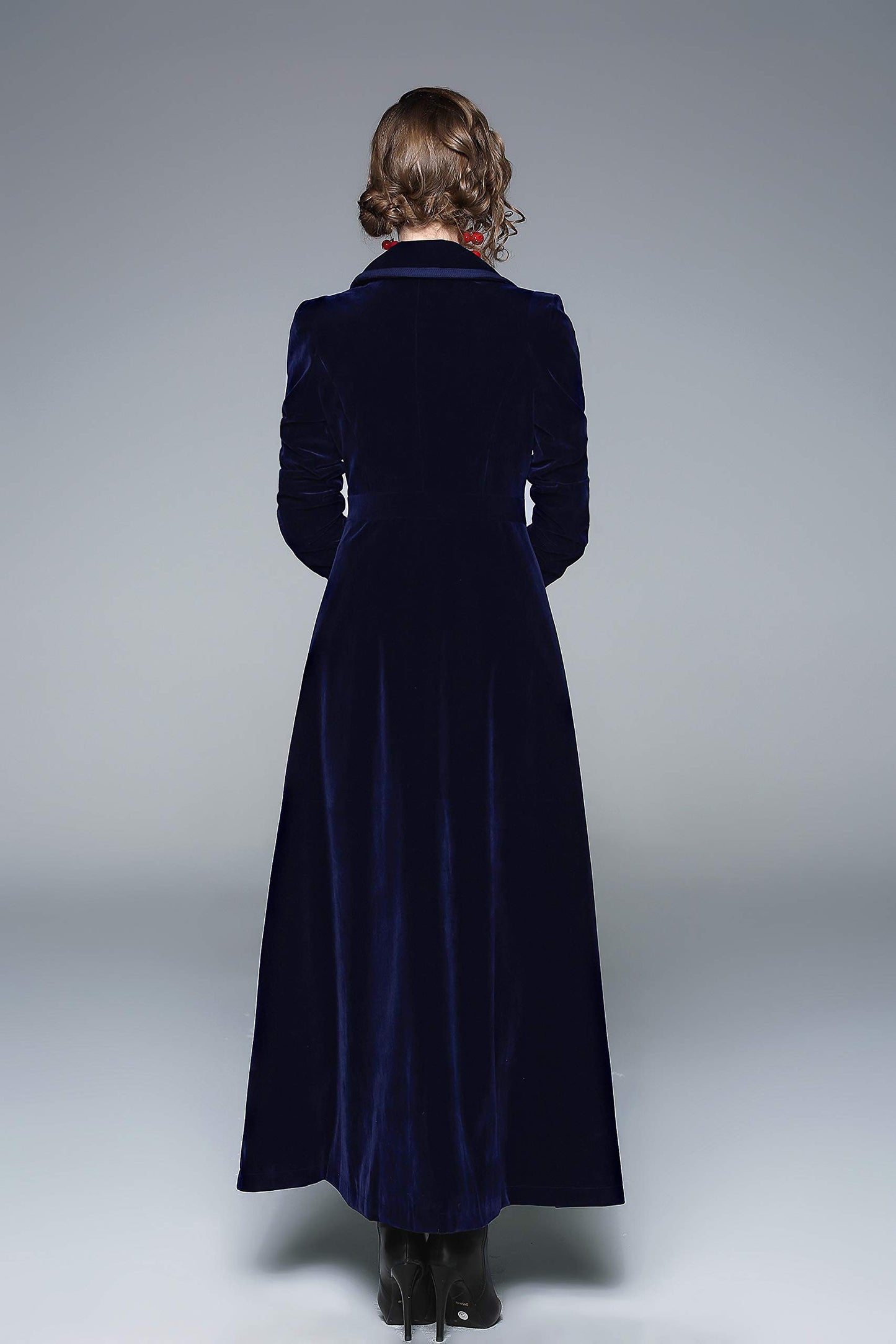 Long Velvet Coat Retro Outwear Dresses - LAI MENG FIVE CATS