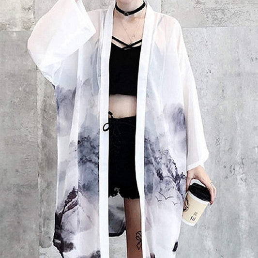 Landscape Pattern Kimono Cardigan - LAI MENG FIVE CATS