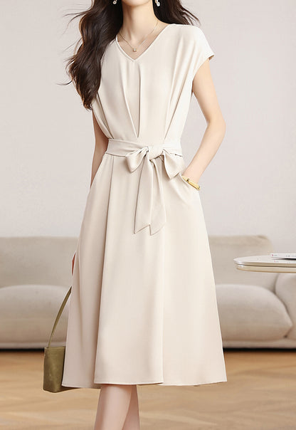 Relaxed Belted Midi Dress with Pockets
