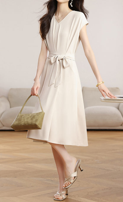 Relaxed Belted Midi Dress with Pockets