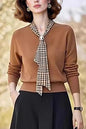 Women's Tie V-Neck Sweater Solid Color Pullover Tops