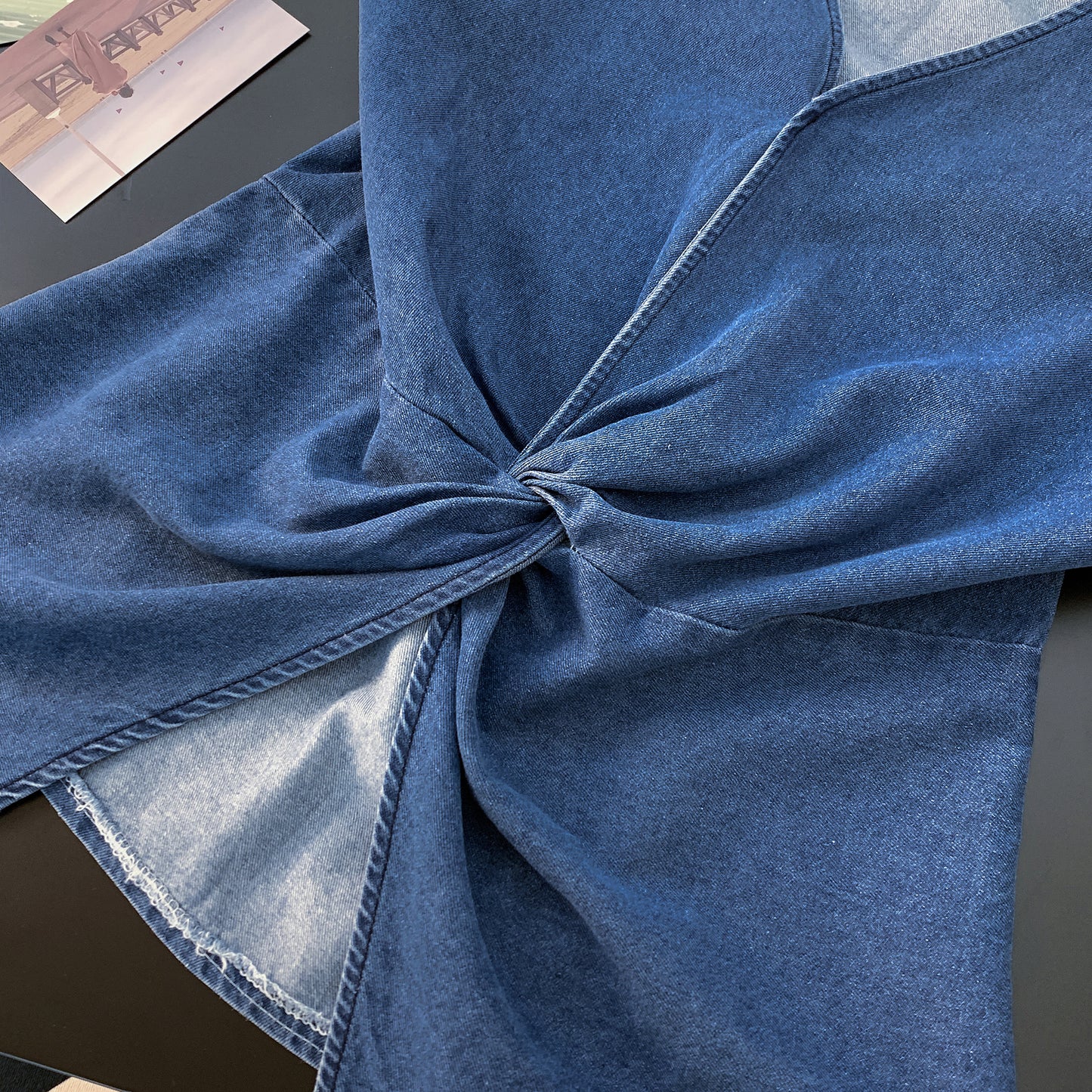 Twist Knot Denim Top | Effortless Waist-Defining Style