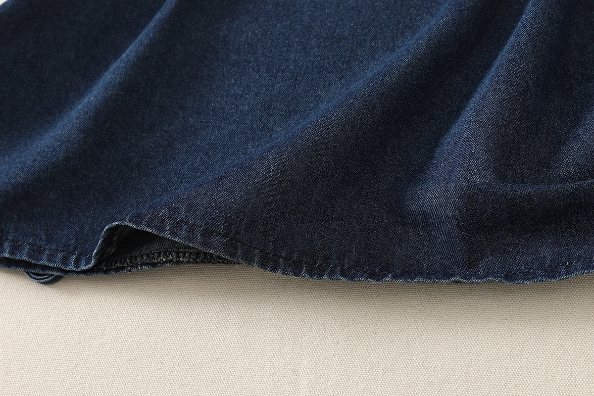 Ruffle V-Neck Denim Top | Soft Feminine Everyday Style