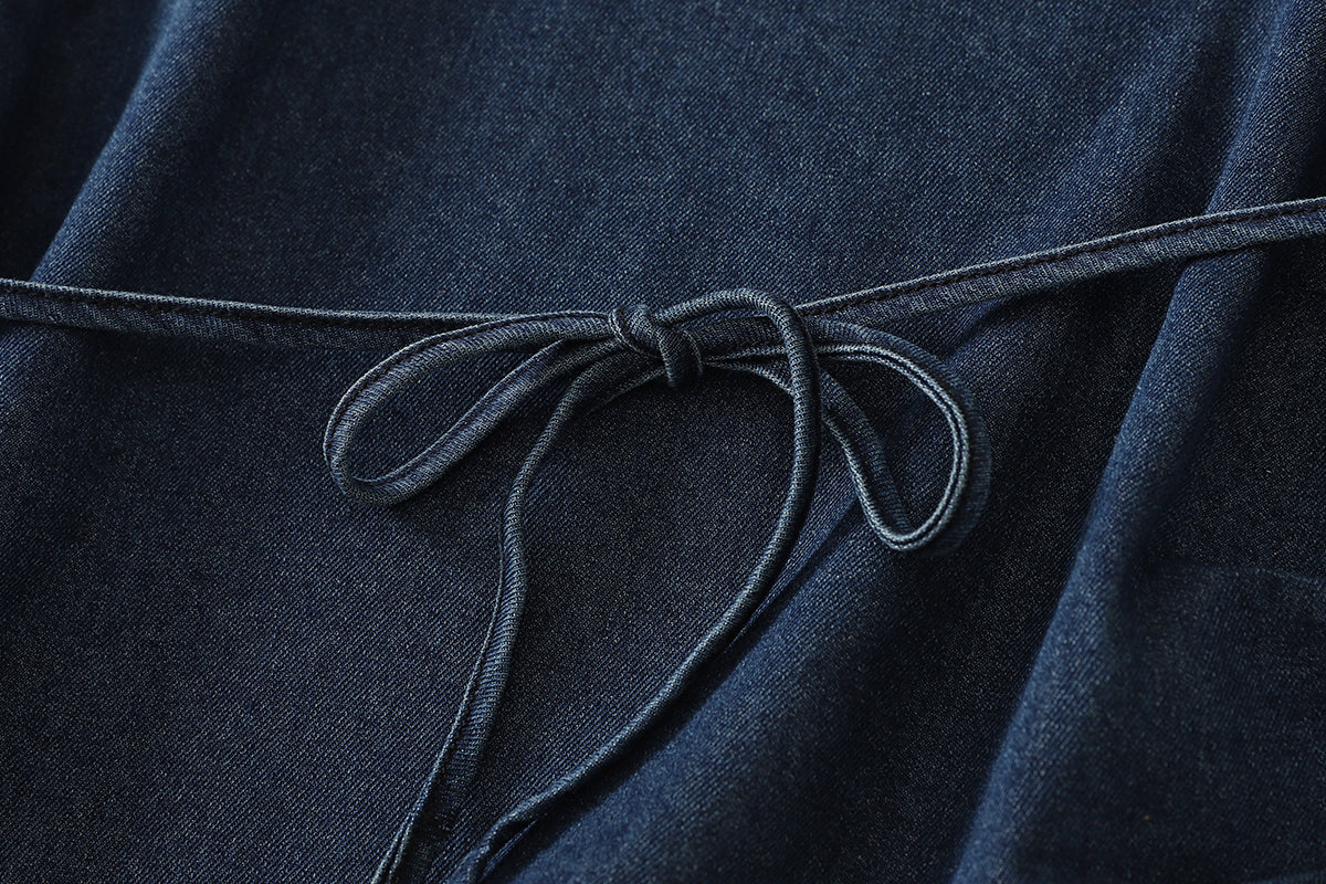 Ruffle V-Neck Denim Top | Soft Feminine Everyday Style