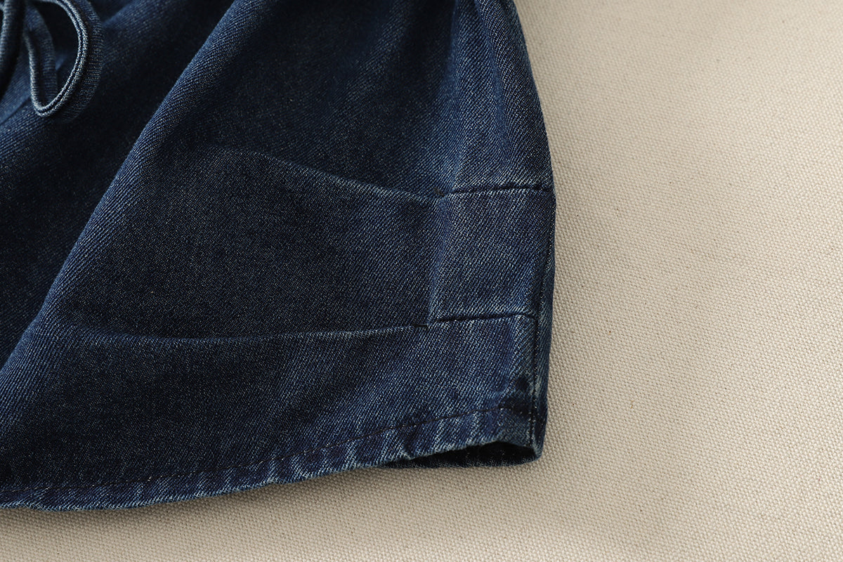 Ruffle V-Neck Denim Top | Soft Feminine Everyday Style