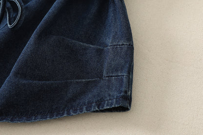 Ruffle V-Neck Denim Top | Soft Feminine Everyday Style