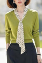 Women's Tie V-Neck Sweater Solid Color Pullover Tops