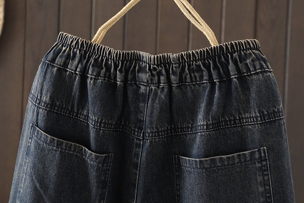 Women Jeans Denim Loose Elastic Waist Pant
