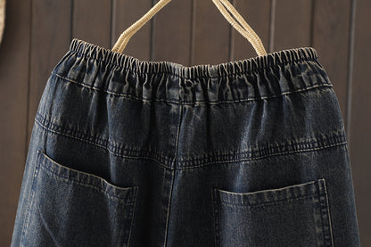 Women Jeans Denim Loose Elastic Waist Pant