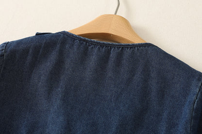 Ruffle V-Neck Denim Top | Soft Feminine Everyday Style