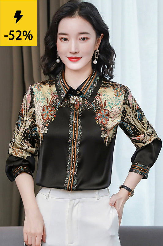 Women's Shirt Floral Print Long Sleeve Button up Casual Blouse