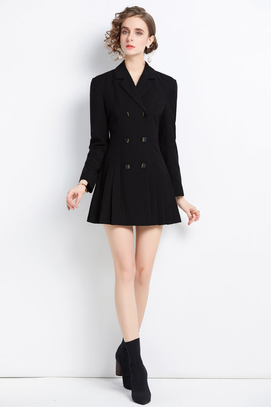 Double Breasted Lapel Blazer Trench Coat