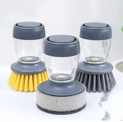 Automatic Add Detergent Brush | Pot and bowl cleaning brush | Press liquid sponge cleaning brush | Kitchen Cleaning Brush 3PC