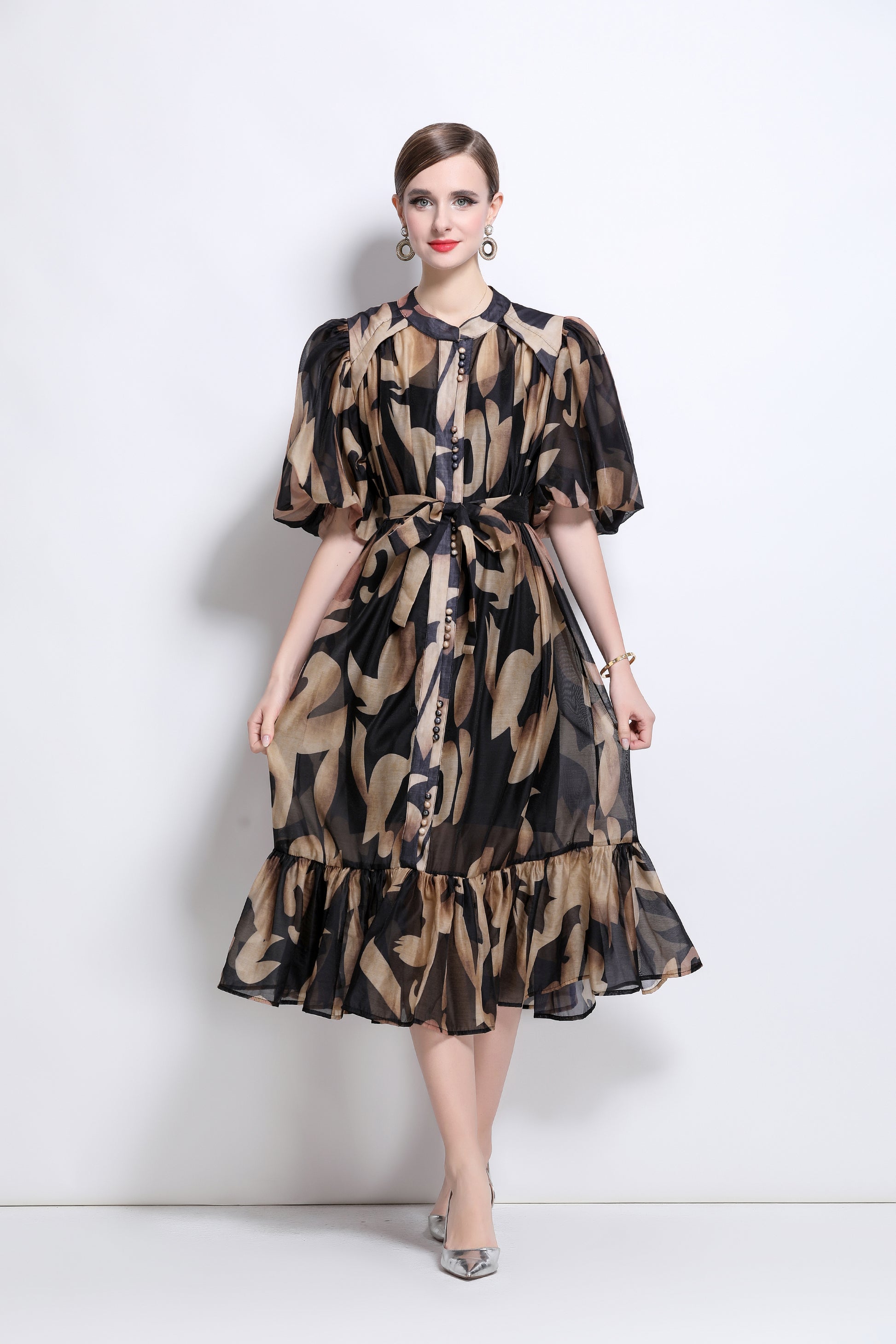 Effortless Elegance Floral Midi Dress - LAI MENG FIVE CATS