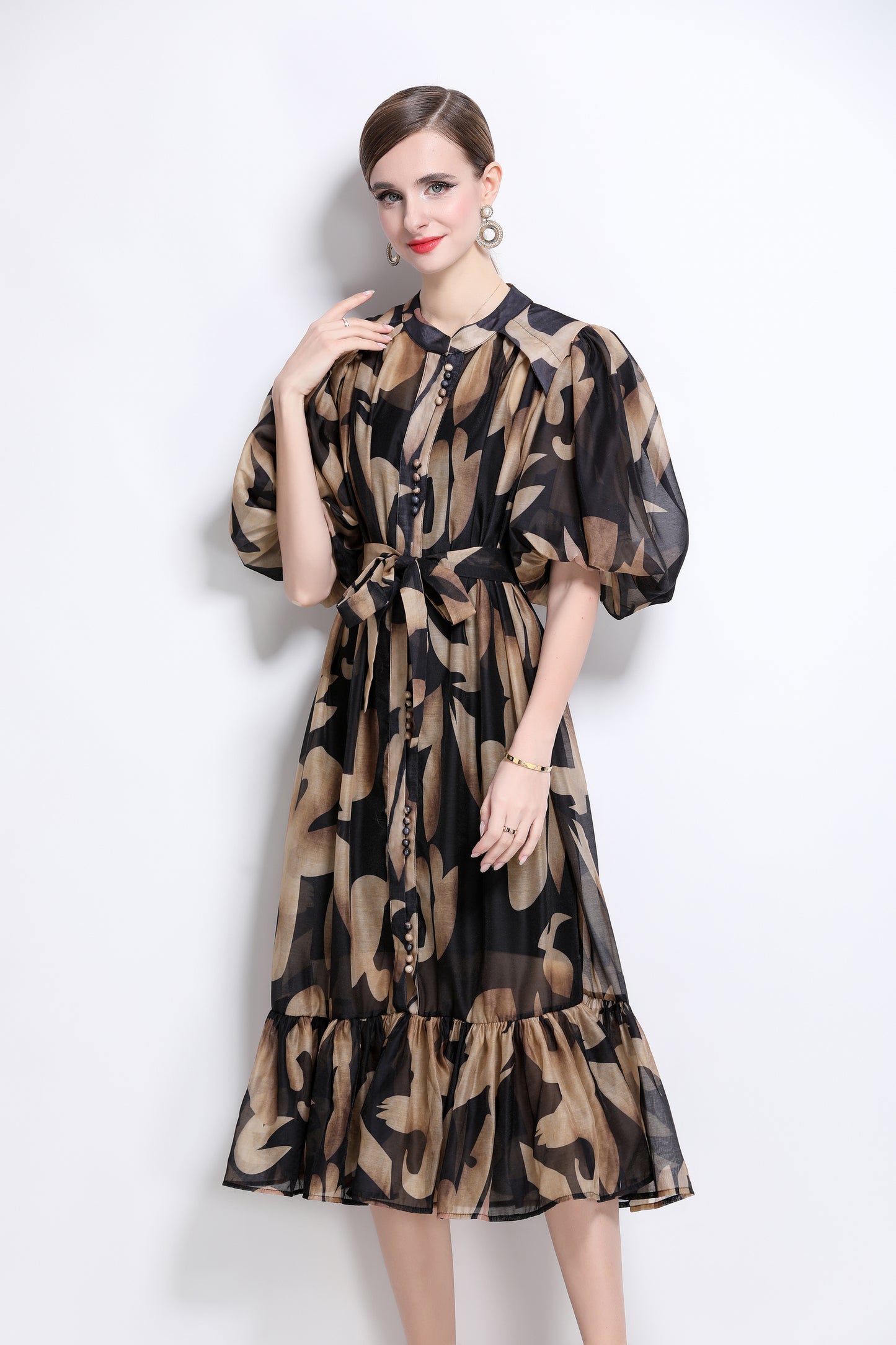Effortless Elegance Floral Midi Dress - LAI MENG FIVE CATS