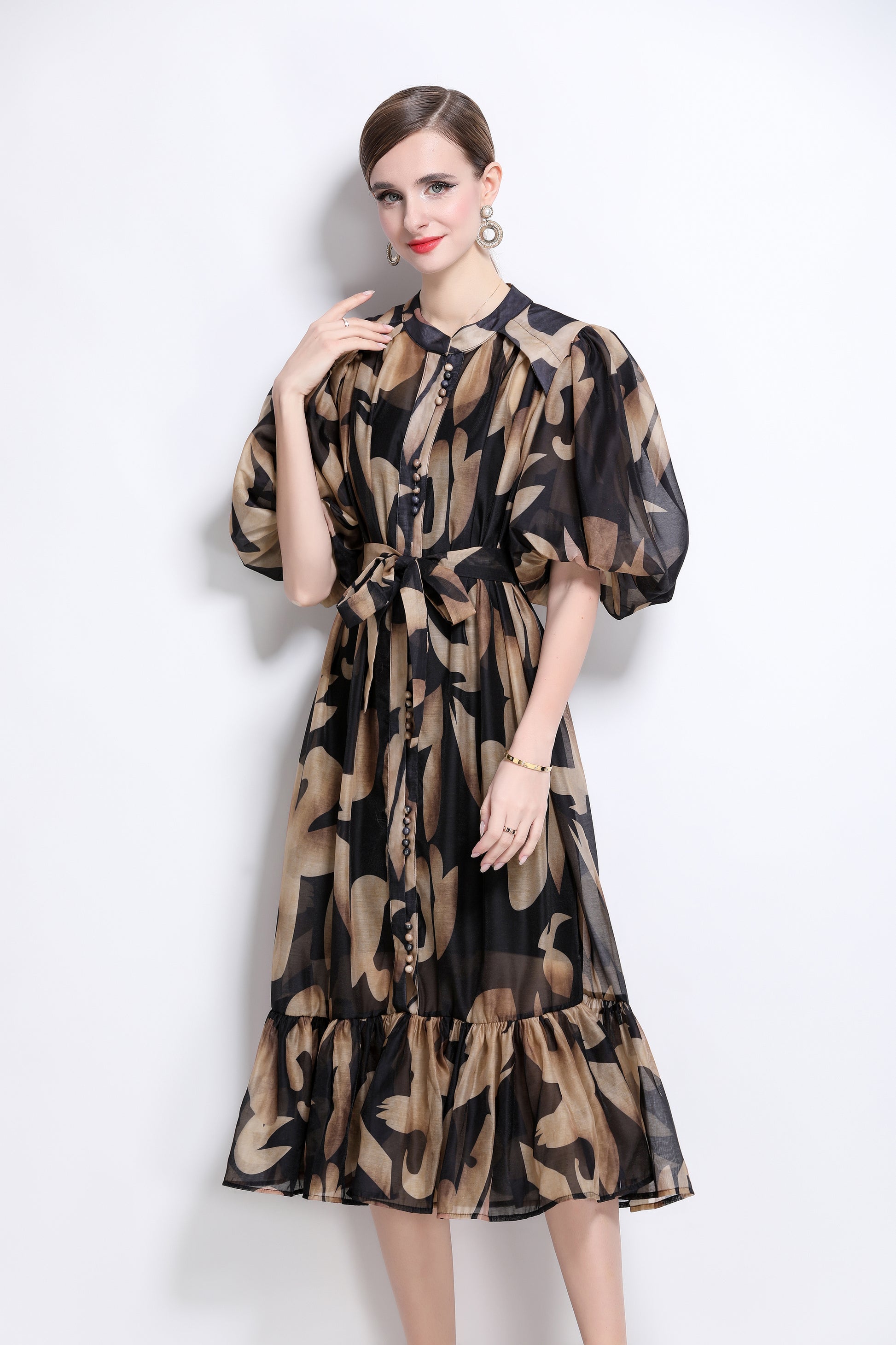 Effortless Elegance Floral Midi Dress - LAI MENG FIVE CATS