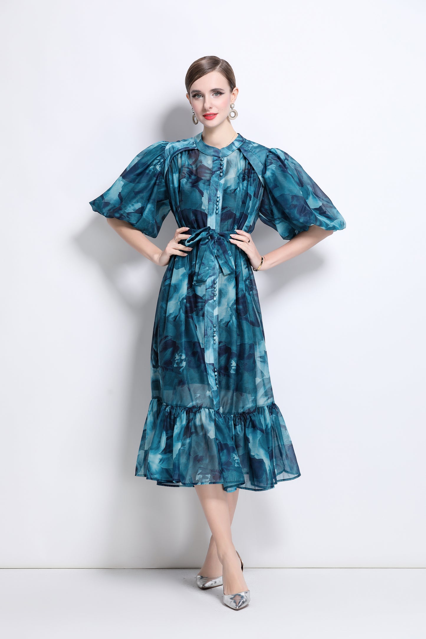 Effortless Elegance Floral Midi Dress - LAI MENG FIVE CATS