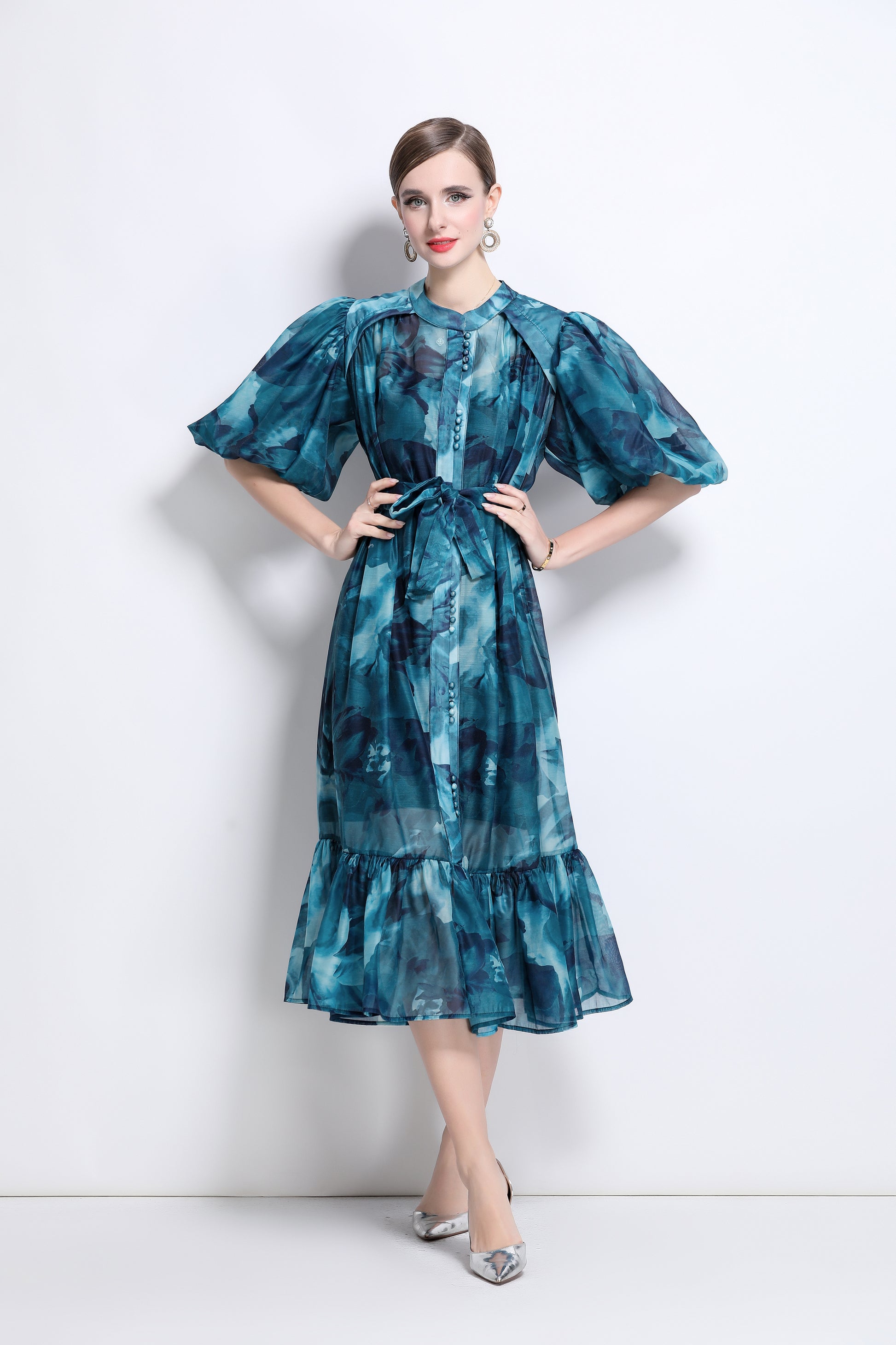 Effortless Elegance Floral Midi Dress - LAI MENG FIVE CATS