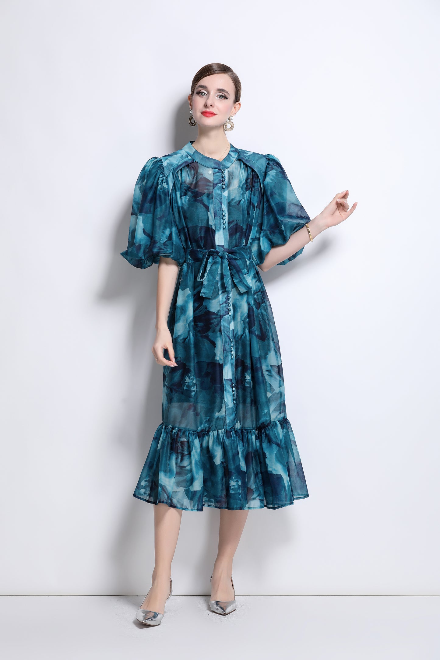 Effortless Elegance Floral Midi Dress - LAI MENG FIVE CATS