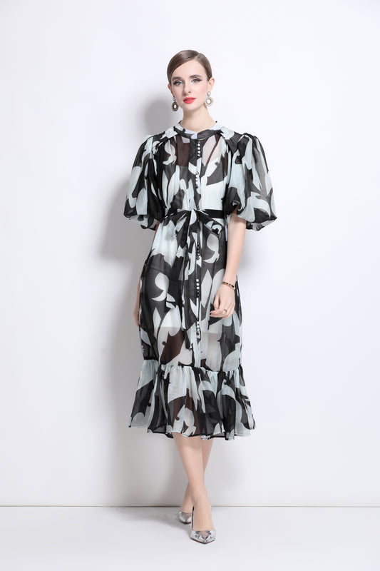 Effortless Elegance Floral Midi Dress - LAI MENG FIVE CATS
