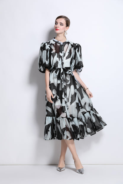 Effortless Elegance Floral Midi Dress - LAI MENG FIVE CATS