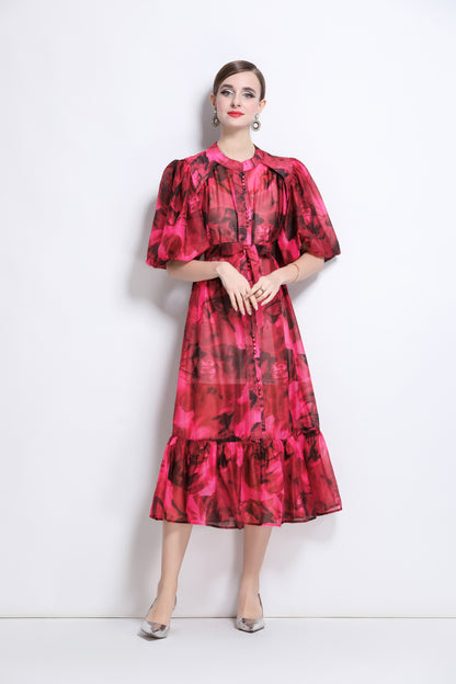 Effortless Elegance Floral Midi Dress - LAI MENG FIVE CATS
