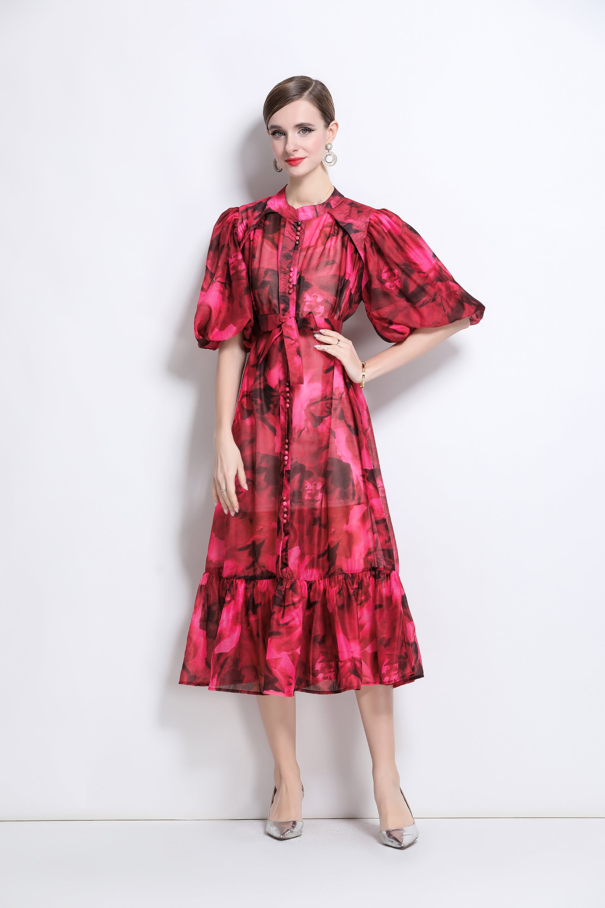 Effortless Elegance Floral Midi Dress - LAI MENG FIVE CATS
