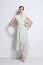 Stylish Lace Floral Print Shirt Dress with Belt - Perfect for Spring & Summer - LAI MENG FIVE CATS