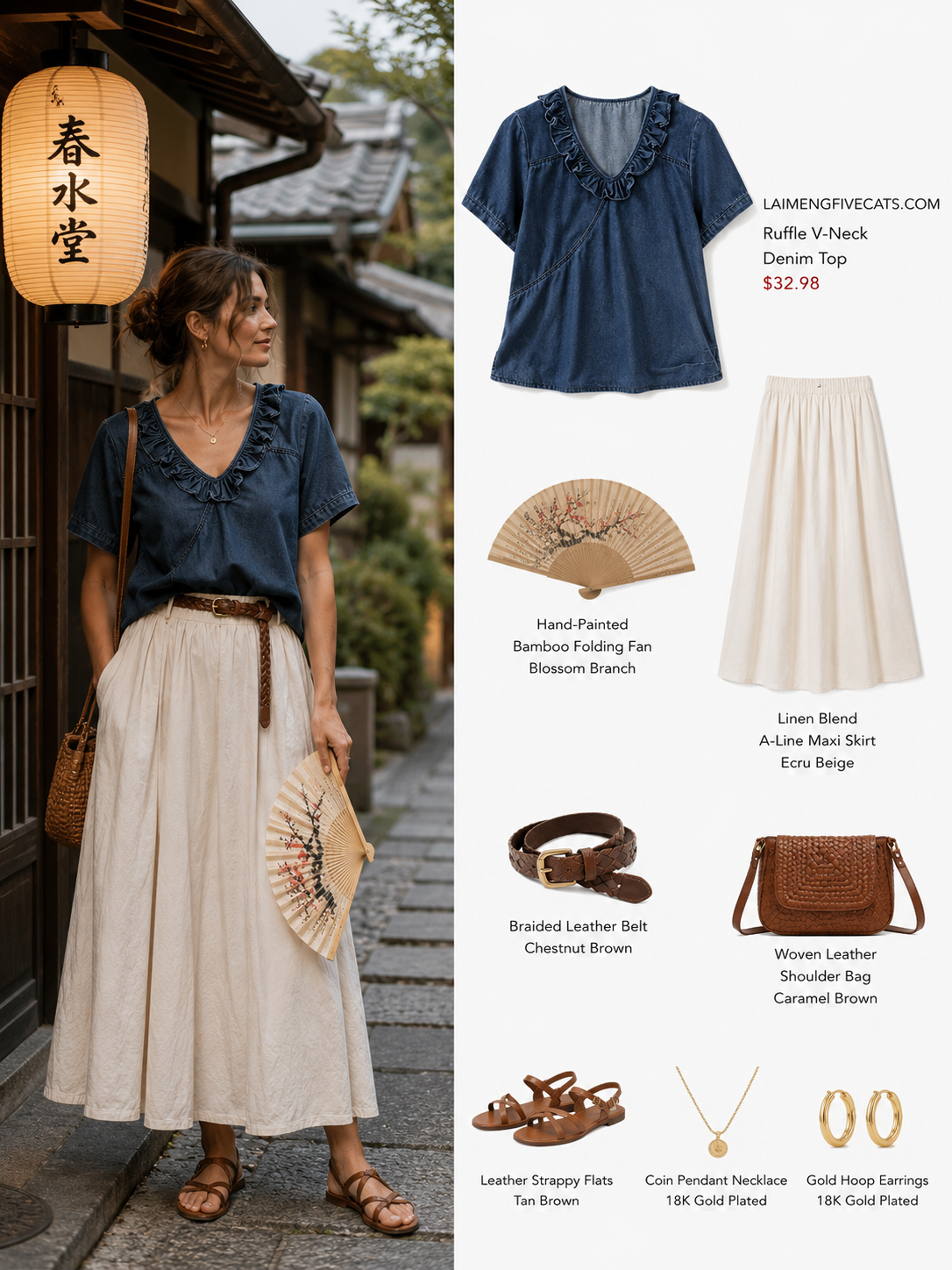 Ruffle V-Neck Denim Top | Soft Feminine Everyday Style