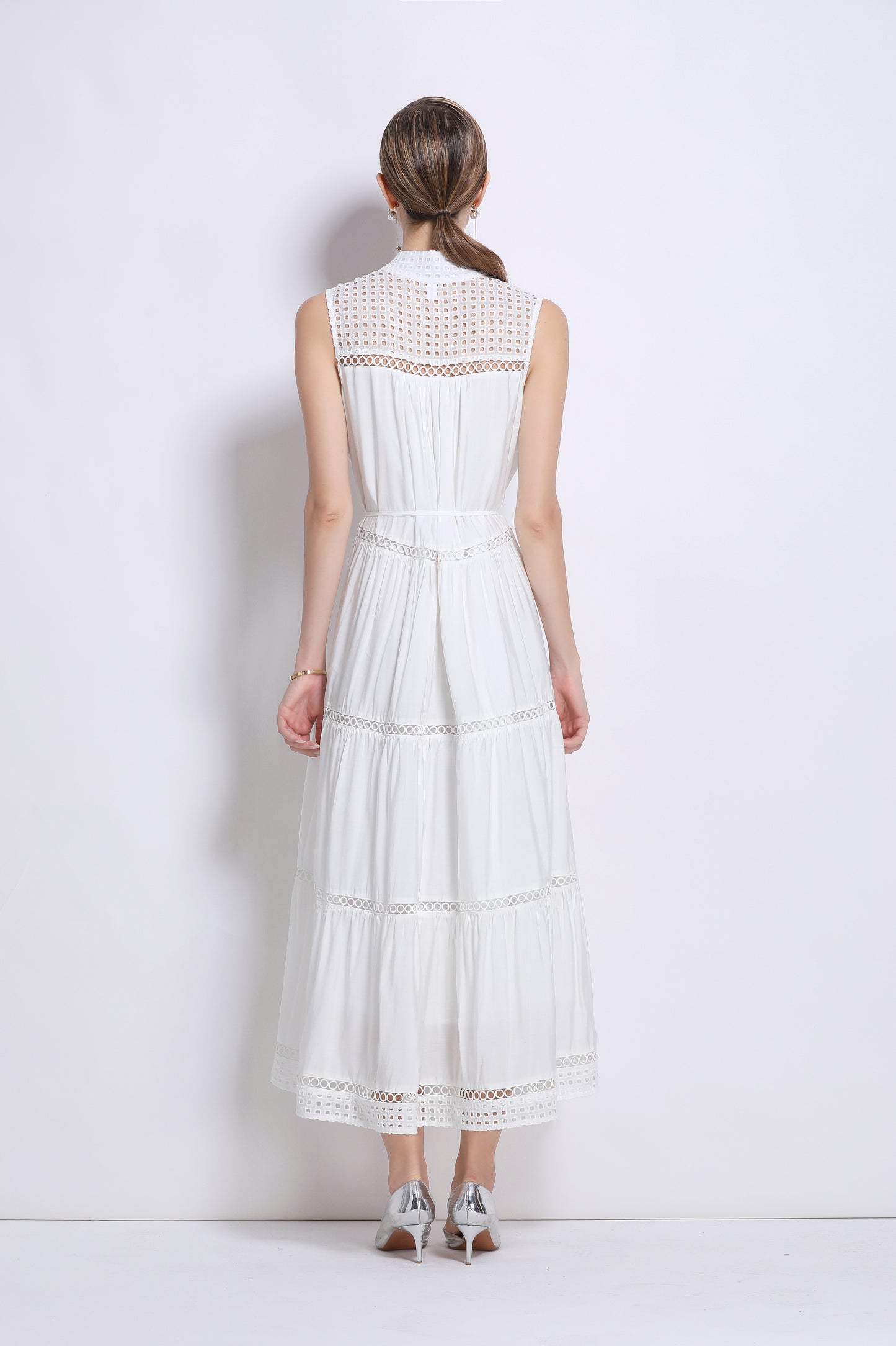 Women's Hollow Out High Neck Sleeveless Maxi Dress