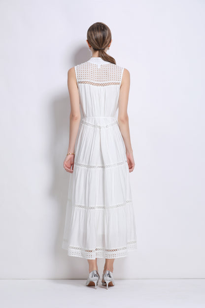 Women's Hollow Out High Neck Sleeveless Maxi Dress
