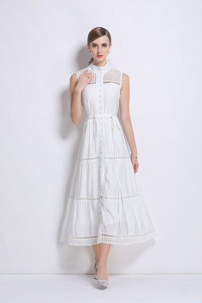 Women's Hollow Out High Neck Sleeveless Maxi Dress