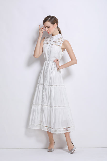 Women's Hollow Out High Neck Sleeveless Maxi Dress