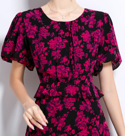 LAI MENG FIVE CATS Floral Chiffon Ruffle Maxi Dress - LAI MENG FIVE CATS