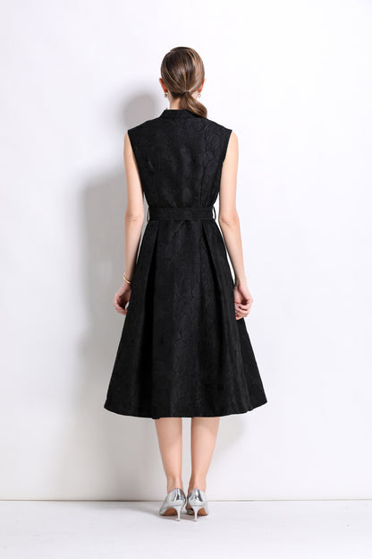 Women's Jacquard Sleeveless Vintage Rockabilly Dress