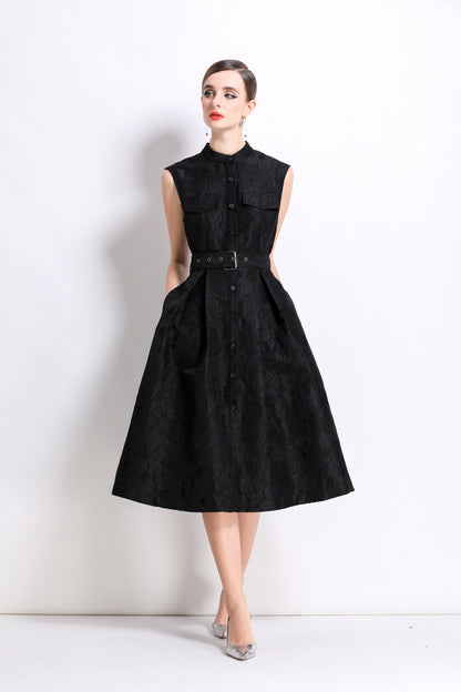 Women's Jacquard Sleeveless Vintage Rockabilly Dress