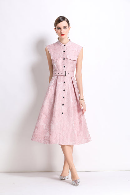 Women's Jacquard Sleeveless Vintage Rockabilly Dress