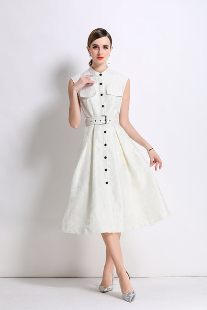Women's Jacquard Sleeveless Vintage Rockabilly Dress