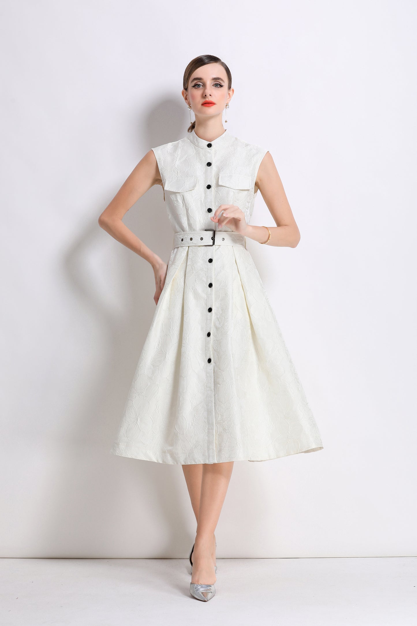 Women's Jacquard Sleeveless Vintage Rockabilly Dress