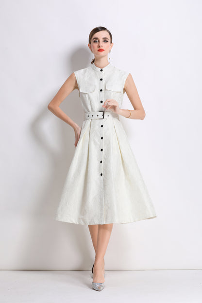 Women's Jacquard Sleeveless Vintage Rockabilly Dress