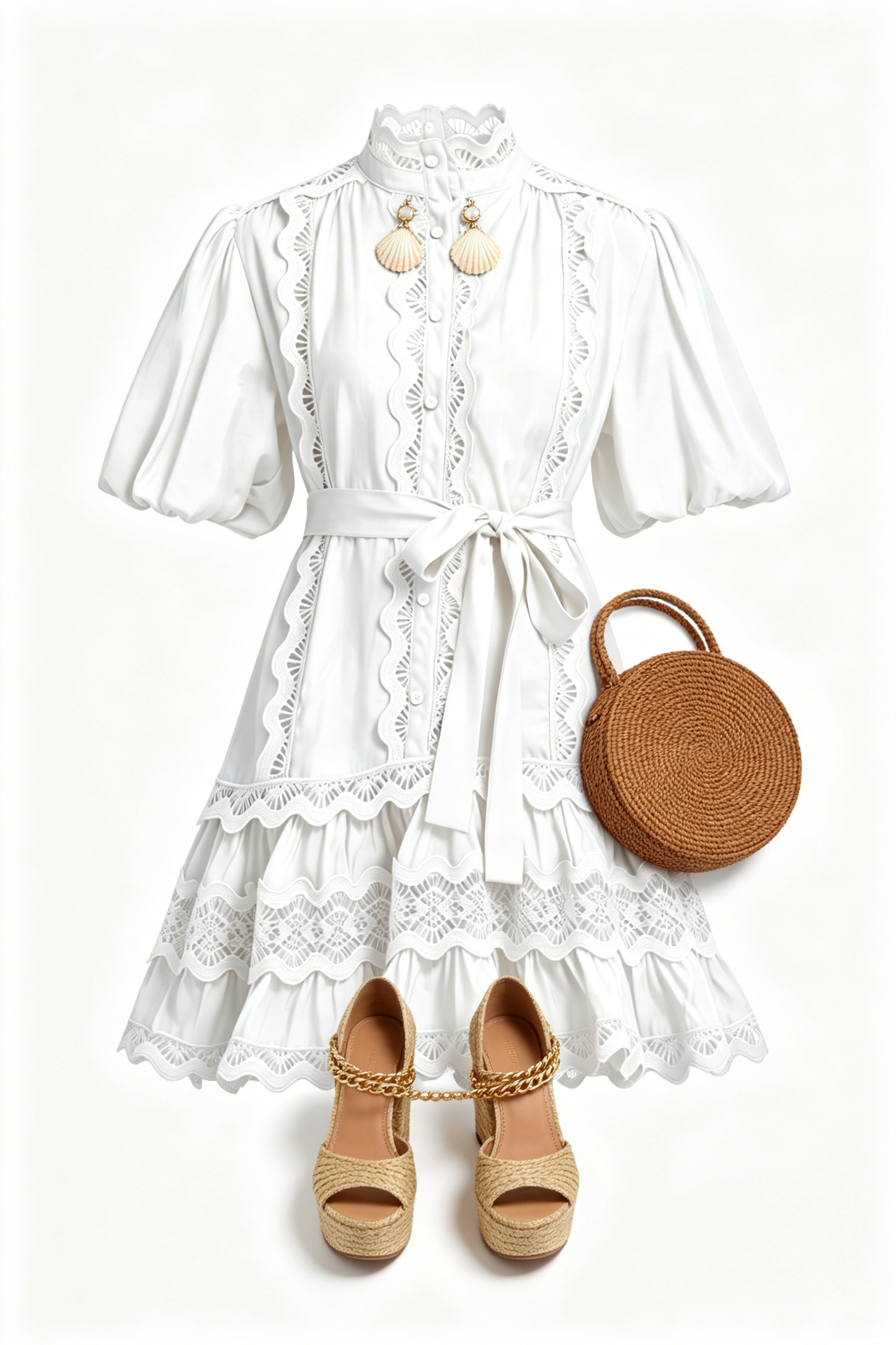 White Lace Trim Summer Dress – Feminine Old Money Resort Style