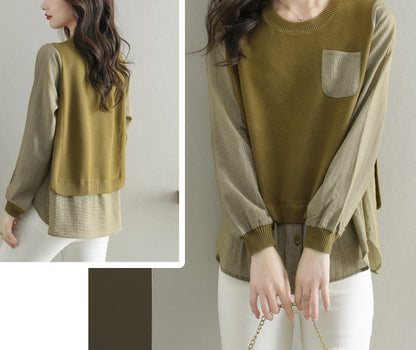 Women's Knit Stripe Long Sleeve Pullover Top