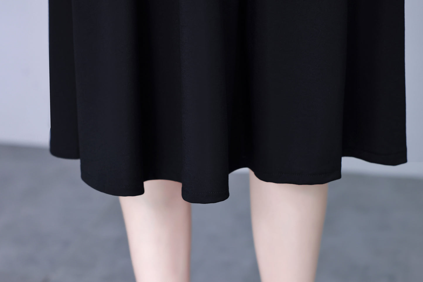 Women's V-Neck Long Sleeve with Pockets Black Dress