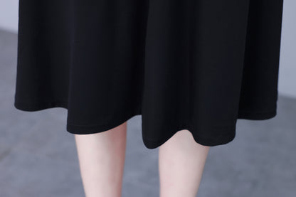 Women's Peter Pan Collar Short Sleeve A-line Midi Dress - LAI MENG FIVE CATS